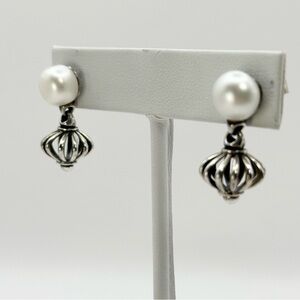 Lagos Silver Luna Pearl Drop Earrings